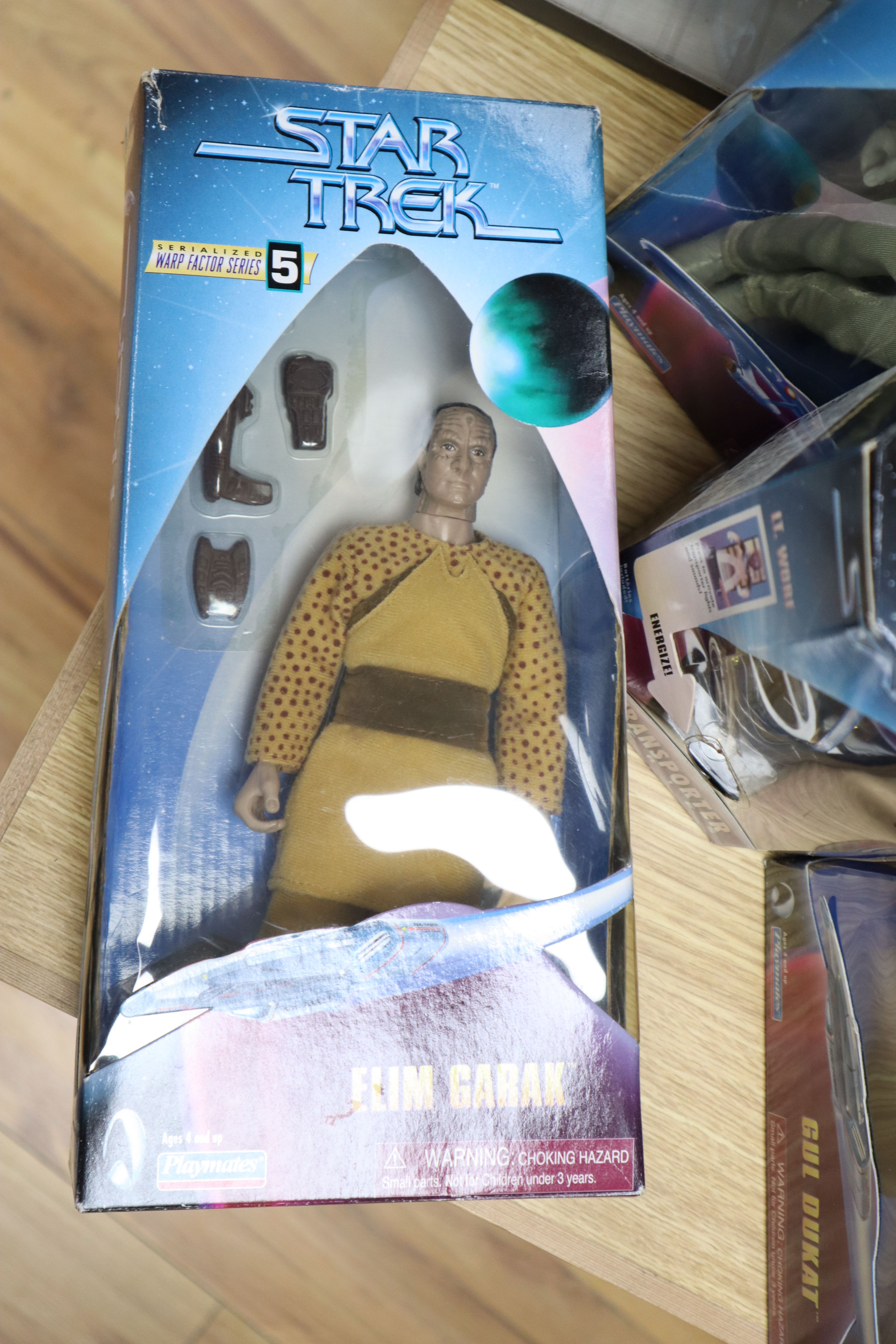 Star Trek - Playmates - four action figures and Gorillaz - Kid Robot - action figure, all boxed (Gorillaz unopened box)
